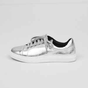 NWT Rebecca Minkoff Bleeker Patent Leather Silver Metallic Sneaker